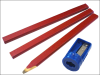 Faithfull Carpenters Pencils Red (Pack of 3 +Sharp Card) 1