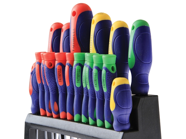 Faithfull Screwdriver Set of 18 On Rack 3