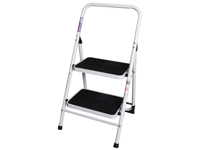 Faithfull Folding Steel 2-Step Ladder with Guard Rail 1