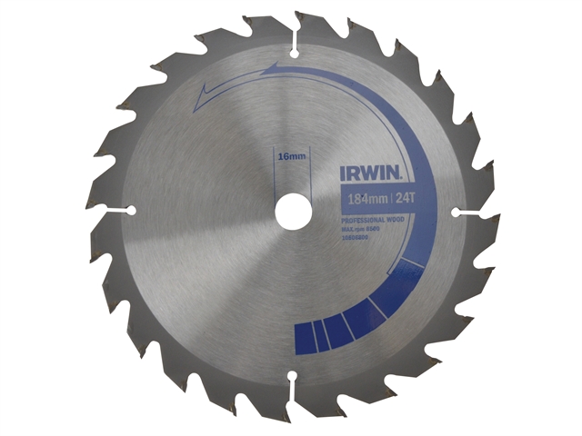 IRWIN Circular Saw Blade 184 x 16mm x 24T Professional Cross & Rip Cut 1