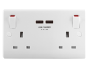 Masterplug 2 Gang Switched Socket Outlet + USB Charger 13 Amp 1