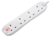 Masterplug Surge Protected Extension Lead 4-Gang 13A White 2m 1