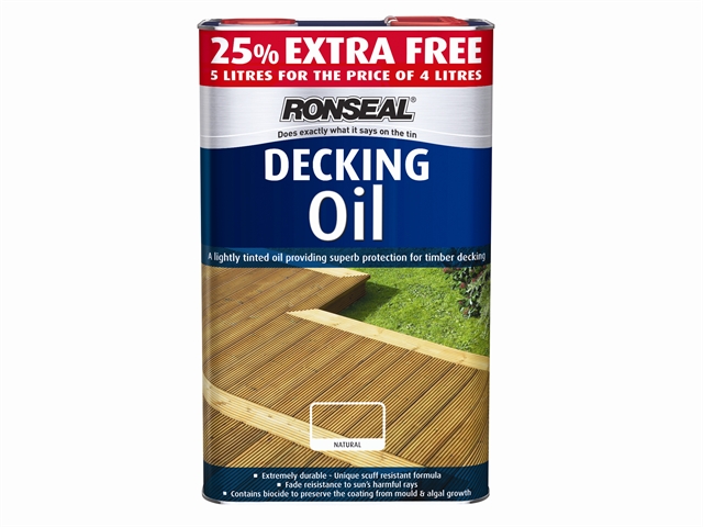 Ronseal Decking Oil Natural Clear 4 Litre +25% 1