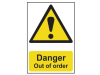 Scan Danger Out Of Order - PVC 200 x 300mm 1
