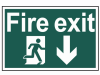 Scan Fire Exit Running Man Arrow Down - PVC 300 x 200mm 1
