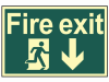 Scan Fire Exit Running Man Arrow Down - Photoluminescent 300 x 200mm 1