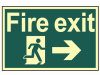 Scan Fire Exit Running Man Arrow Right - Photoluminescent 300 x 200mm 1