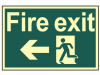 Scan Fire Exit Running Man Arrow Left - Photoluminescent 300 x 200mm 1