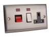 SMJ Switched Cooker Control Unit Neon 45A 1 Gang Brushed Steel 1