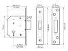 UNION 2101 5 Lever Mortice Deadlock Satin Brass Finish 65mm 2.5in Box 2