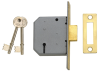 UNION 2177 3 Lever Mortice Deadlock Polished Brass 65mm 2.5in Box 1