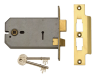 UNION 2077-5 3 Lever Horizontal Mortice Lock 124mm Polished Brass 1