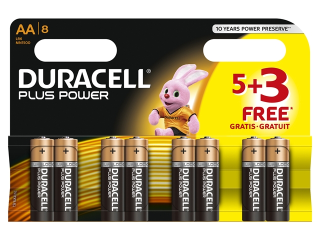 XMS Duracell AA Batteries Pack of 8 (5+3) 1