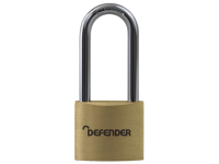 DEFENDER Brass Padlock Long Shackle 40mm