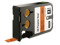 Dymo All-Purpose Vinyl Label Black On Orange 12mm
