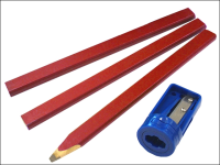 Faithfull Carpenters Pencils Red (Pack of 3 +Sharp Card)