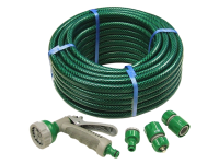 Faithfull PVC Reinforced Hose 15 Metre Fittings & Spray Gun