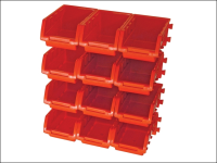 Faithfull 12 Plastic Storage Bins with Wall Mounting Rails