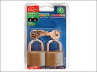 Henry Squire LP9T Leopard Brass Padlock 40mm Keyed (Card of 2)