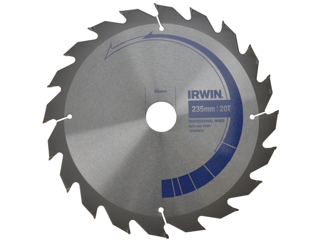 IRWIN Circular Saw Blade 235 x 30mm x 20T Professional Cross & Rip Cut