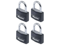 Master Lock Aluminium Black Vinyl Cover 40mm Padlock 4 Pin - Keyed Alike x 4