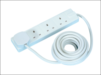 Masterplug Extension Lead 240 Volt 4 Gang 13 Amp White 5 Metre 240V