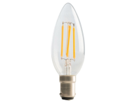 Masterplug LED Candle Clear Filament Bulb B15 Non-Dimmable 470 Lumen 4 Watt 2700K