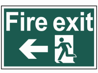 Scan Fire Exit Running Man Arrow Left - PVC 300 x 200mm