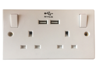 SMJ Switched Socket 2 Gang 13A With 2 x USB