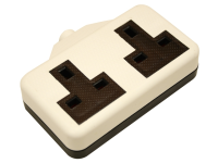 SMJ White Rubber Trailing Socket 2 Gang