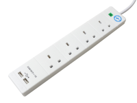 SMJ USB Extension Lead 240 Volt 8 Way 13A Surge Protection 2 Metre