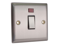 SMJ DP Neon Switch 20A Brushed Steel