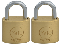 Yale Locks YE1 Brass Padlock 20mm (2 Pack)