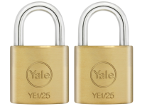 Yale Locks YE1 Brass Padlock 25mm (2 Pack)